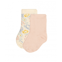 2 paires de chaussettes en coton fleurs bébé