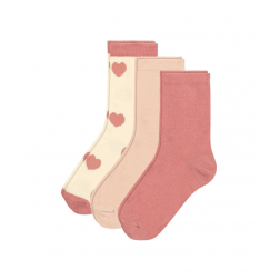 3 paires de chaussettes en coton cœurs enfant