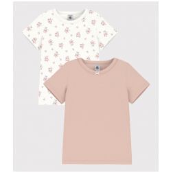 Lot de 2 tee-shirts à manches courtes fleur en coton enfant