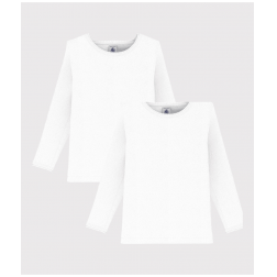 Lot de 2 tee-shirts blancs manches longues petite fille