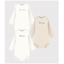 Lot de 3 bodies manches longues message en coton bébé